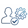 Blue approval role editing & delegation icon