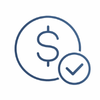 Blue positive pay icon