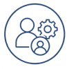 Dark blue user roles icon