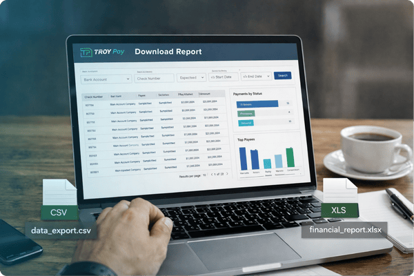 Downloading a full financial report from TROY Pay software copy