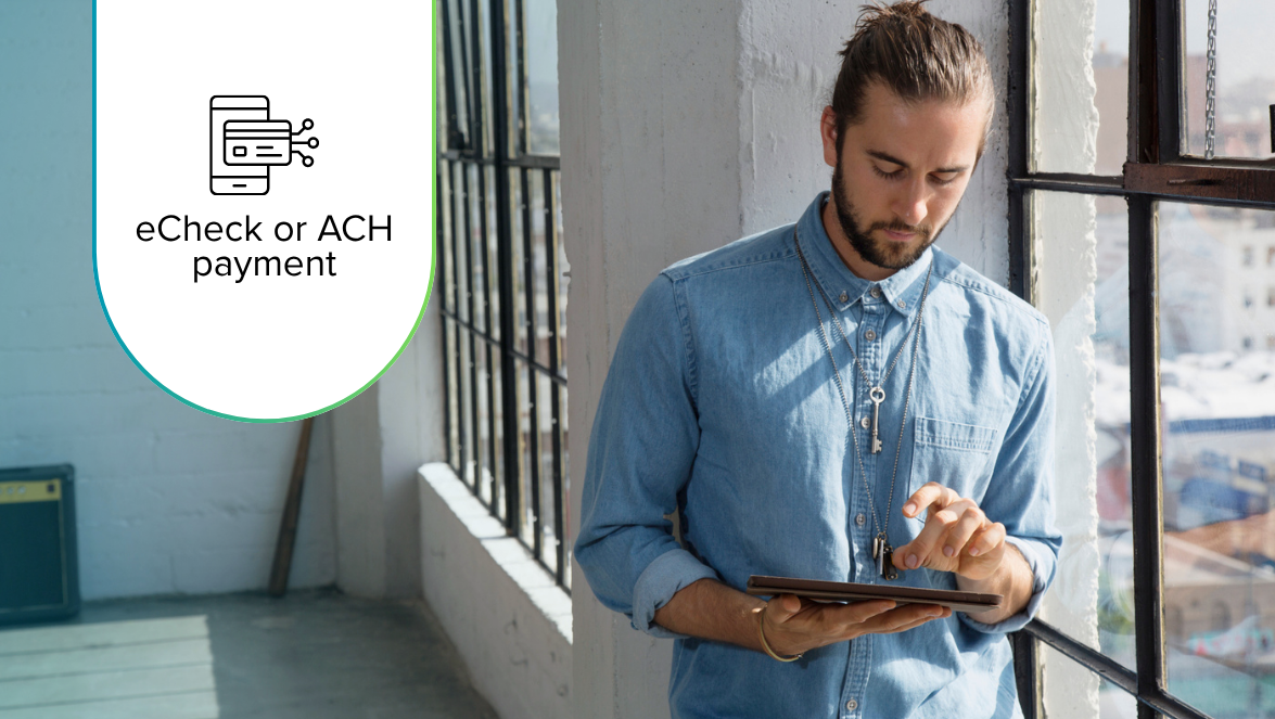 Man using TROY Pay eCheck or ACH payment