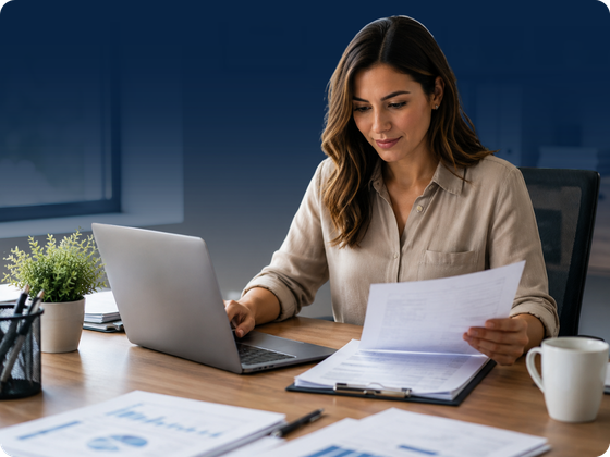 Woman calculating AP automation roi